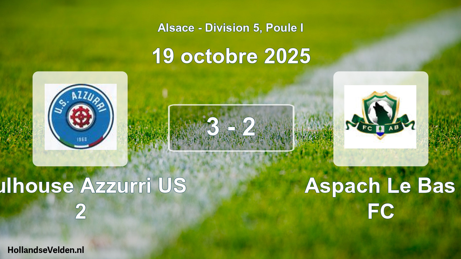 Match joué: Mulhouse Azzurri US 2 - Aspach Le Bas FC 3 - 2 (19 octobre 2025)
