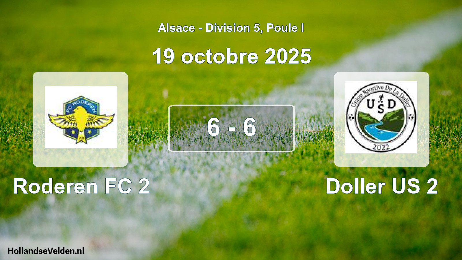 Match joué: Roderen FC 2 - Doller US 2 6 - 6 (19 octobre 2025)