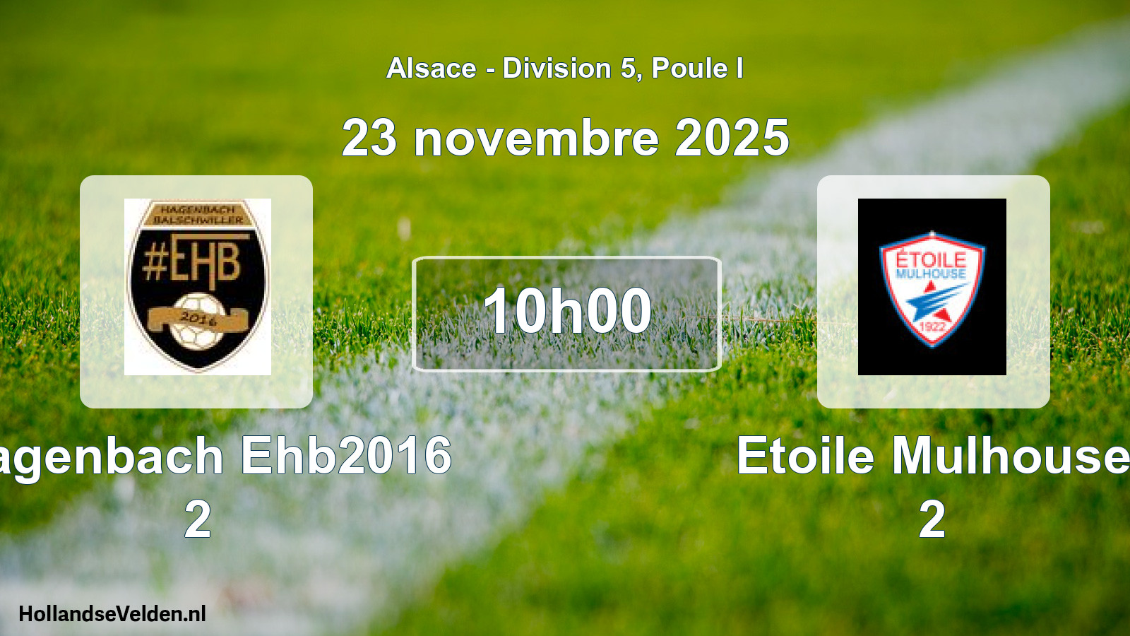 Match programmé: Hagenbach Ehb2016 2 - Etoile Mulhouse 2 (23 novembre 2025)