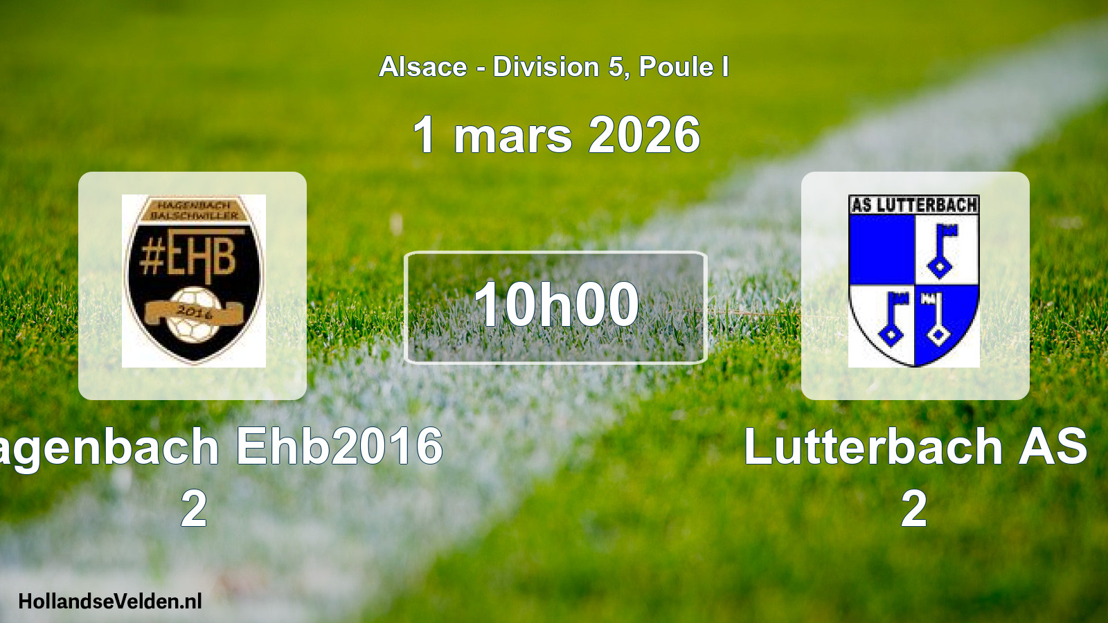 Geplande wedstrijd: Hagenbach Ehb2016 2 - Lutterbach AS 2 (1 maart 2026)