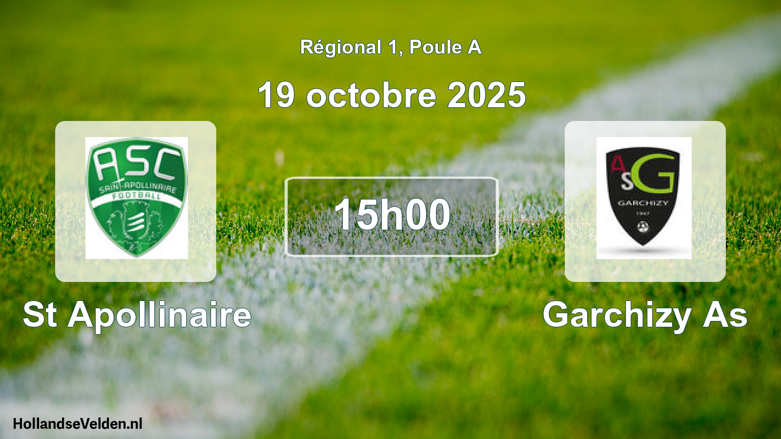 Geplande wedstrijd: St Apollinaire - Garchizy As (19 octobre 2025)