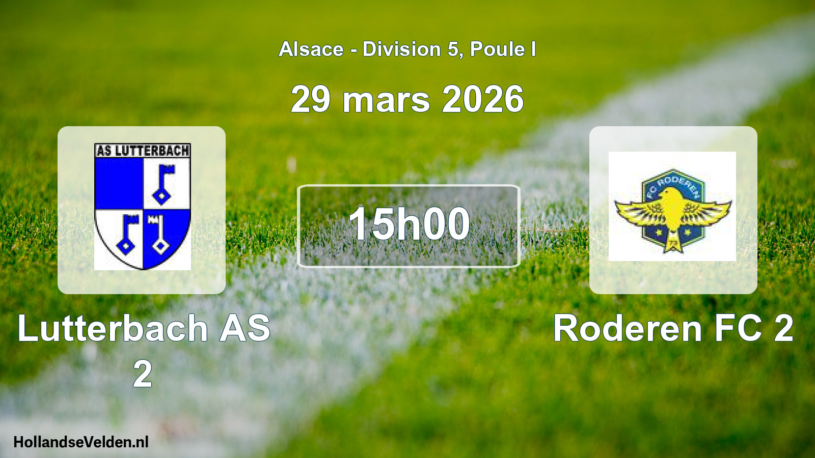 Match programmé: Lutterbach AS 2 - Roderen FC 2 (29 mars 2026)