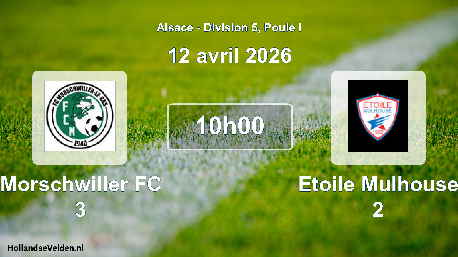 Match programmé: Morschwiller FC 3 - Etoile Mulhouse 2 (12 avril 2026)