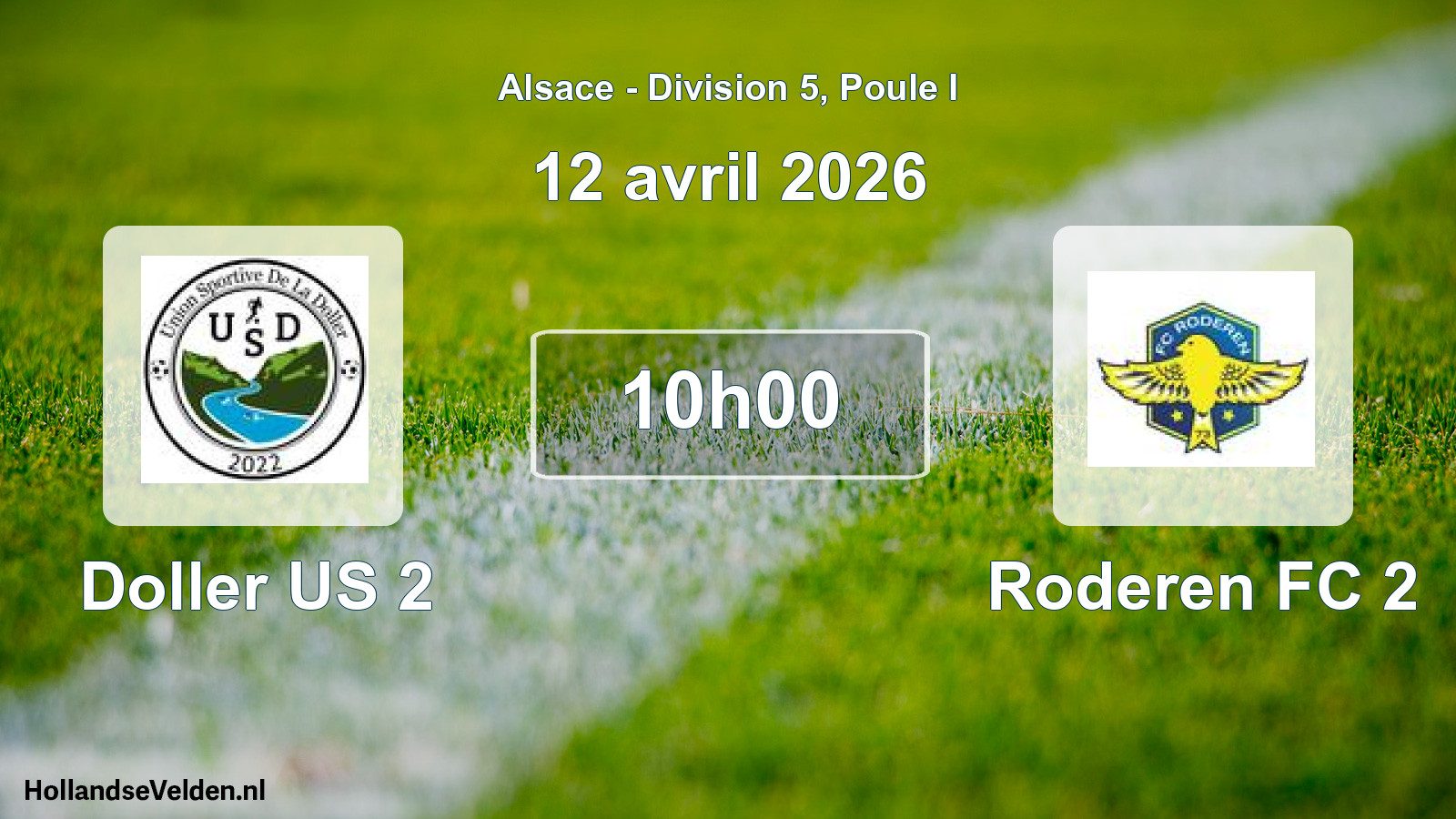 Match programmé: Doller US 2 - Roderen FC 2 (12 avril 2026)