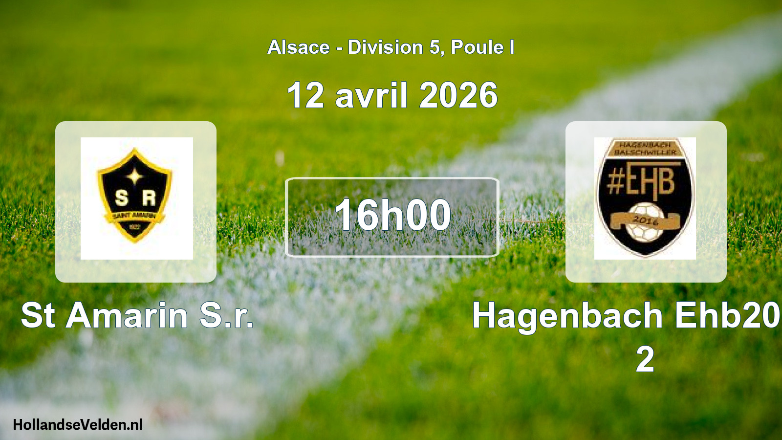 Match programmé: St Amarin S.r. - Hagenbach Ehb2016 2 (12 avril 2026)