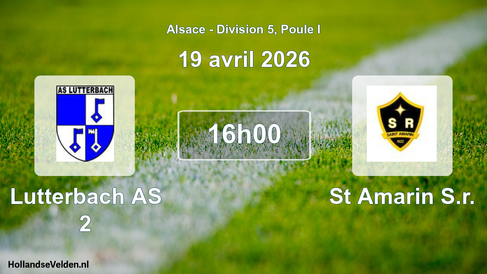 Match programmé: Lutterbach AS 2 - St Amarin S.r. (19 avril 2026)