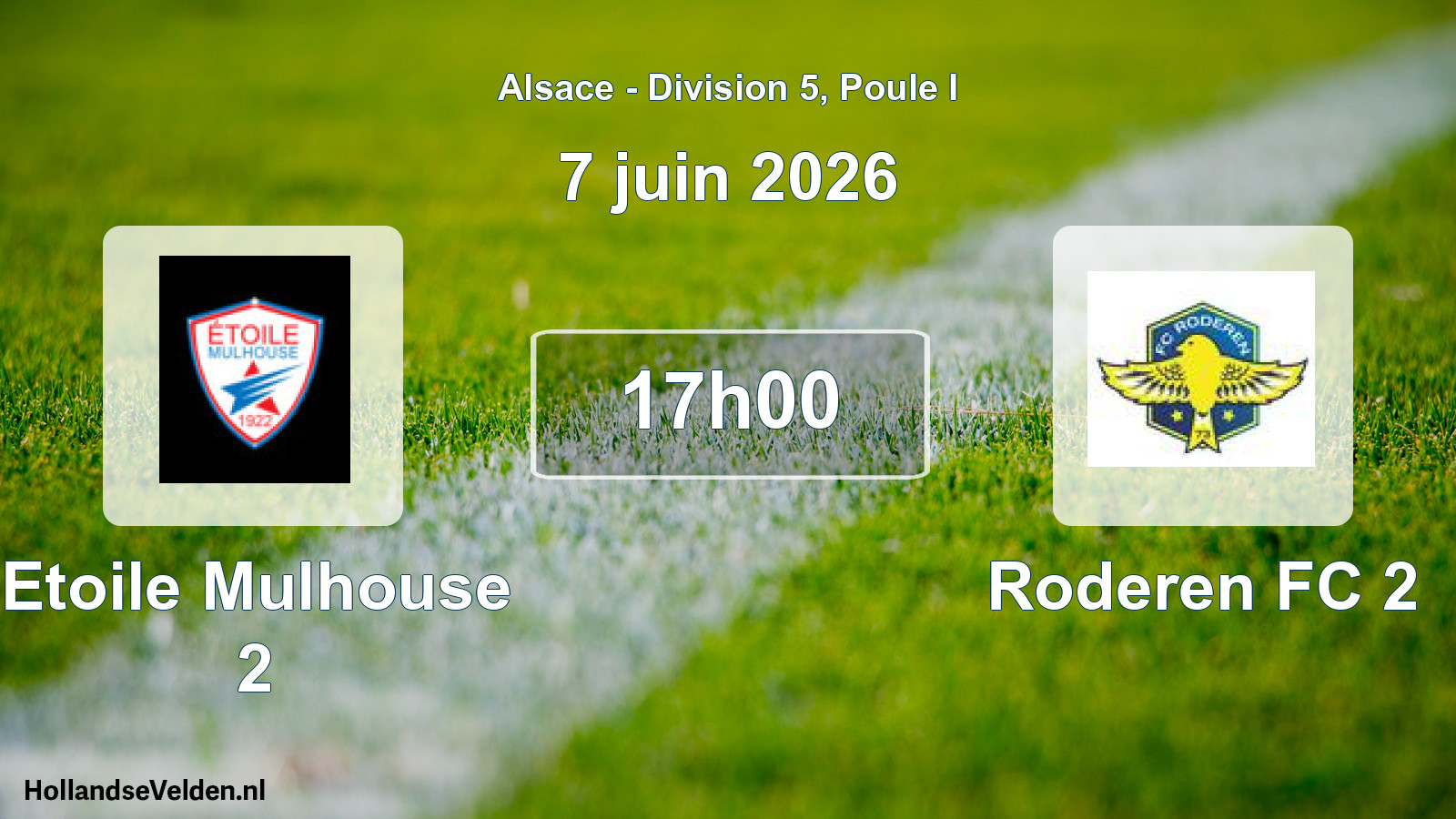 Match programmé: Etoile Mulhouse 2 - Roderen FC 2 (7 juin 2026)