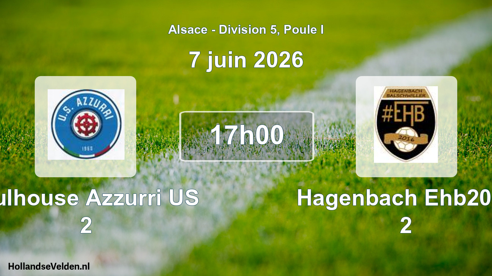 Match programmé: Mulhouse Azzurri US 2 - Hagenbach Ehb2016 2 (7 juin 2026)