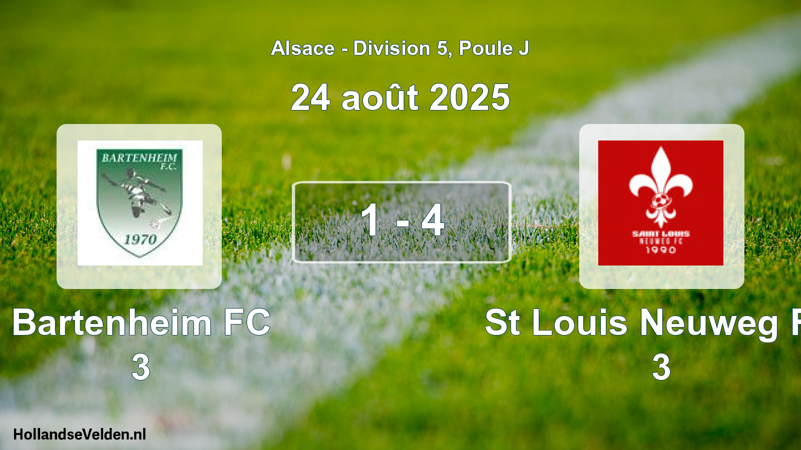 Match joué: Bartenheim FC 3 - St Louis Neuweg FC 3 1 - 4 (24 août 2025)