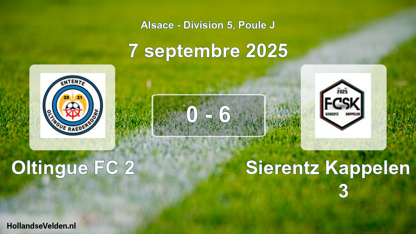 Match joué: Oltingue FC 2 - Sierentz Kappelen FC 3 0 - 6 (7 septembre 2025)