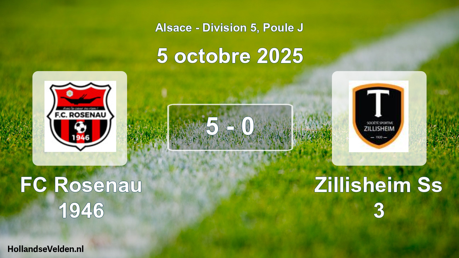 Total number of matches played: FC Rosenau 1946 - Zillisheim Ss 3 5 - 0 (5 October 2025)