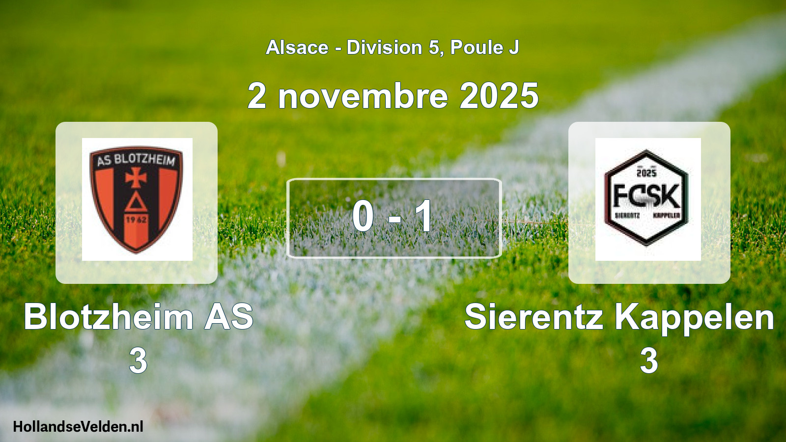 Match joué: Blotzheim AS 3 - Sierentz Kappelen FC 3 0 - 1 (2 novembre 2025)