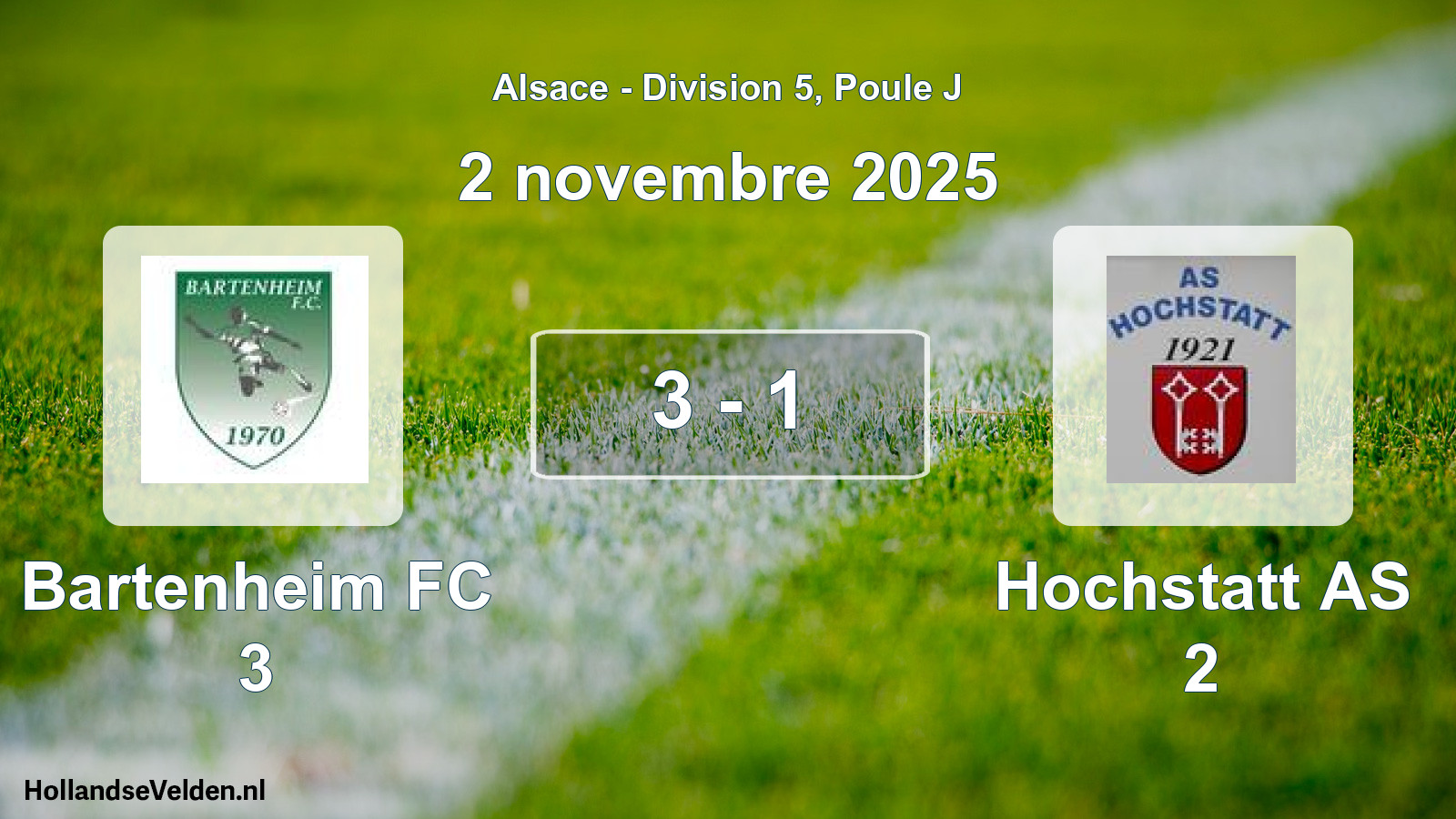 Match joué: Bartenheim FC 3 - Hochstatt AS 2 3 - 1 (2 novembre 2025)
