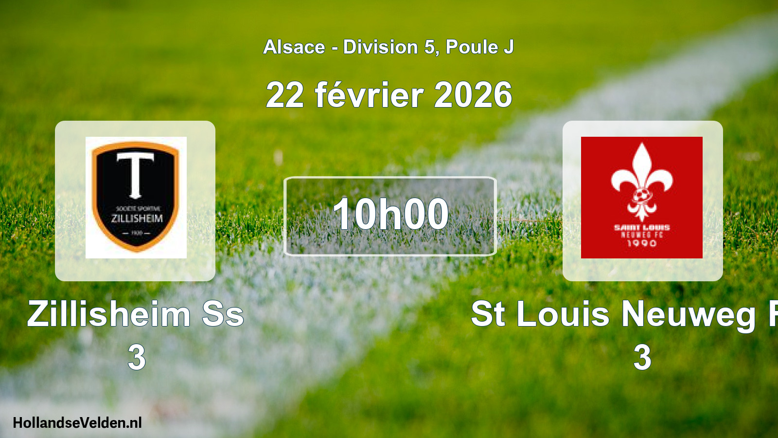 Match programmé: Zillisheim Ss 3 - St Louis Neuweg FC 3 (22 février 2026)