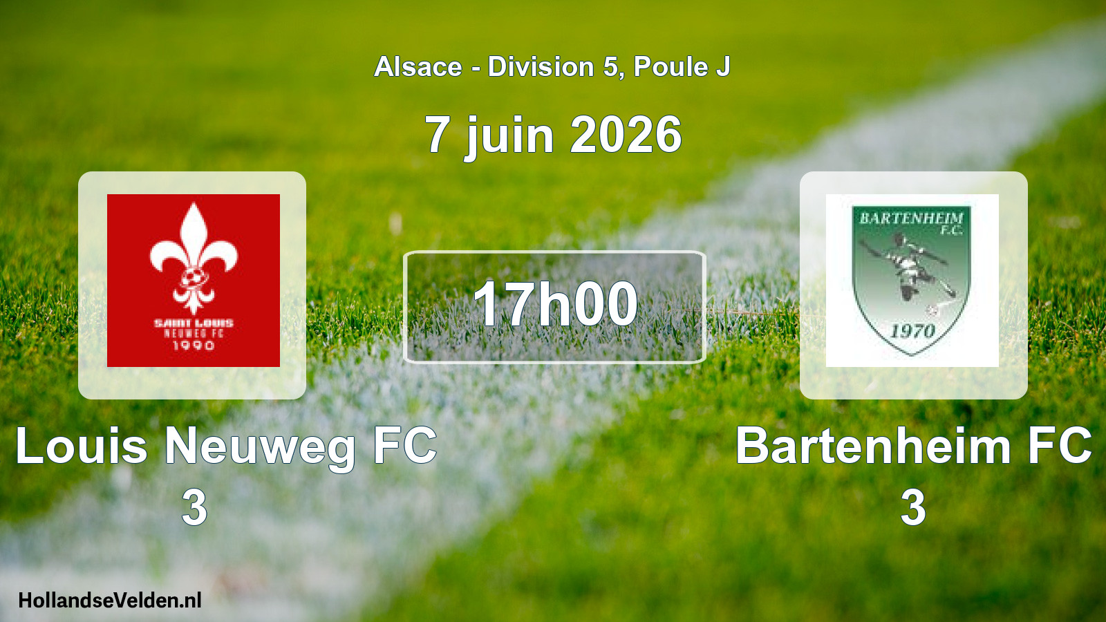 Match programmé: St Louis Neuweg FC 3 - Bartenheim FC 3 (7 juin 2026)
