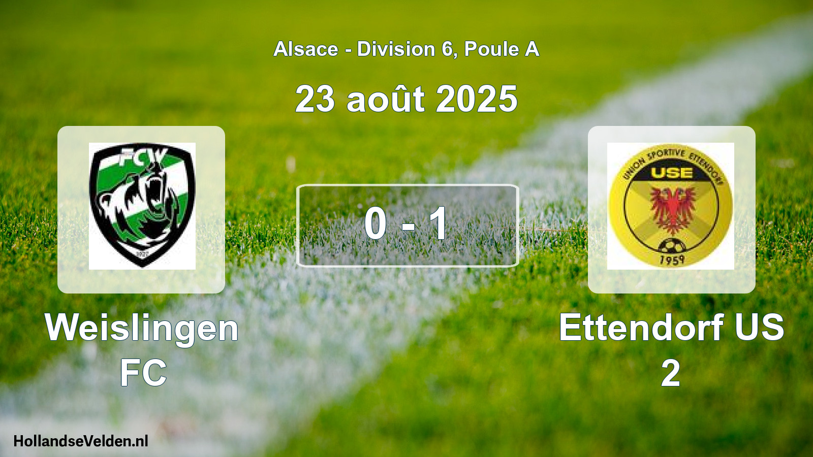 Total number of matches played: Weislingen FC - Ettendorf US 2 0 - 1 (23 August 2025)