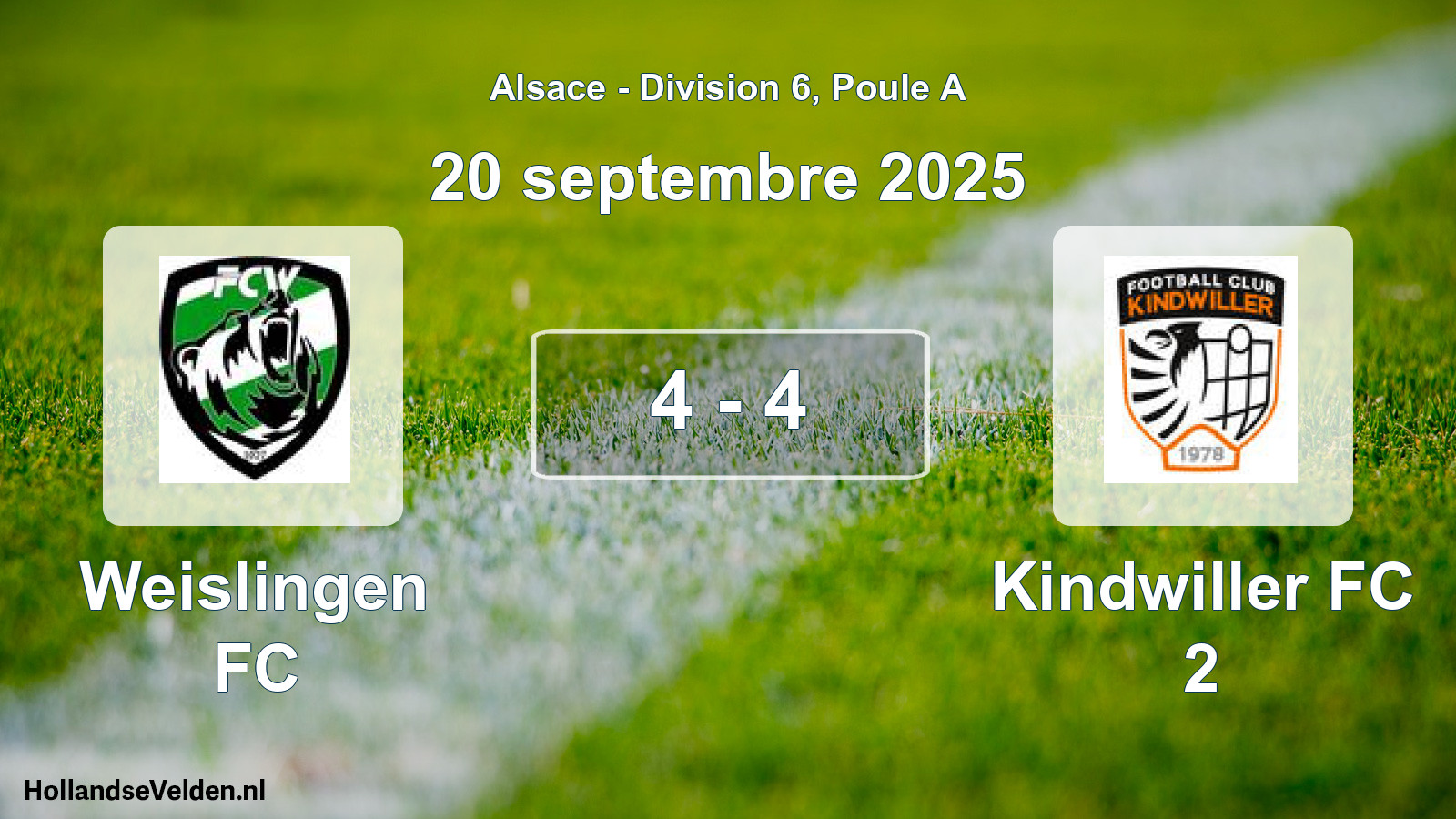Match joué: Weislingen FC - Kindwiller FC 2 4 - 4 (20 septembre 2025)