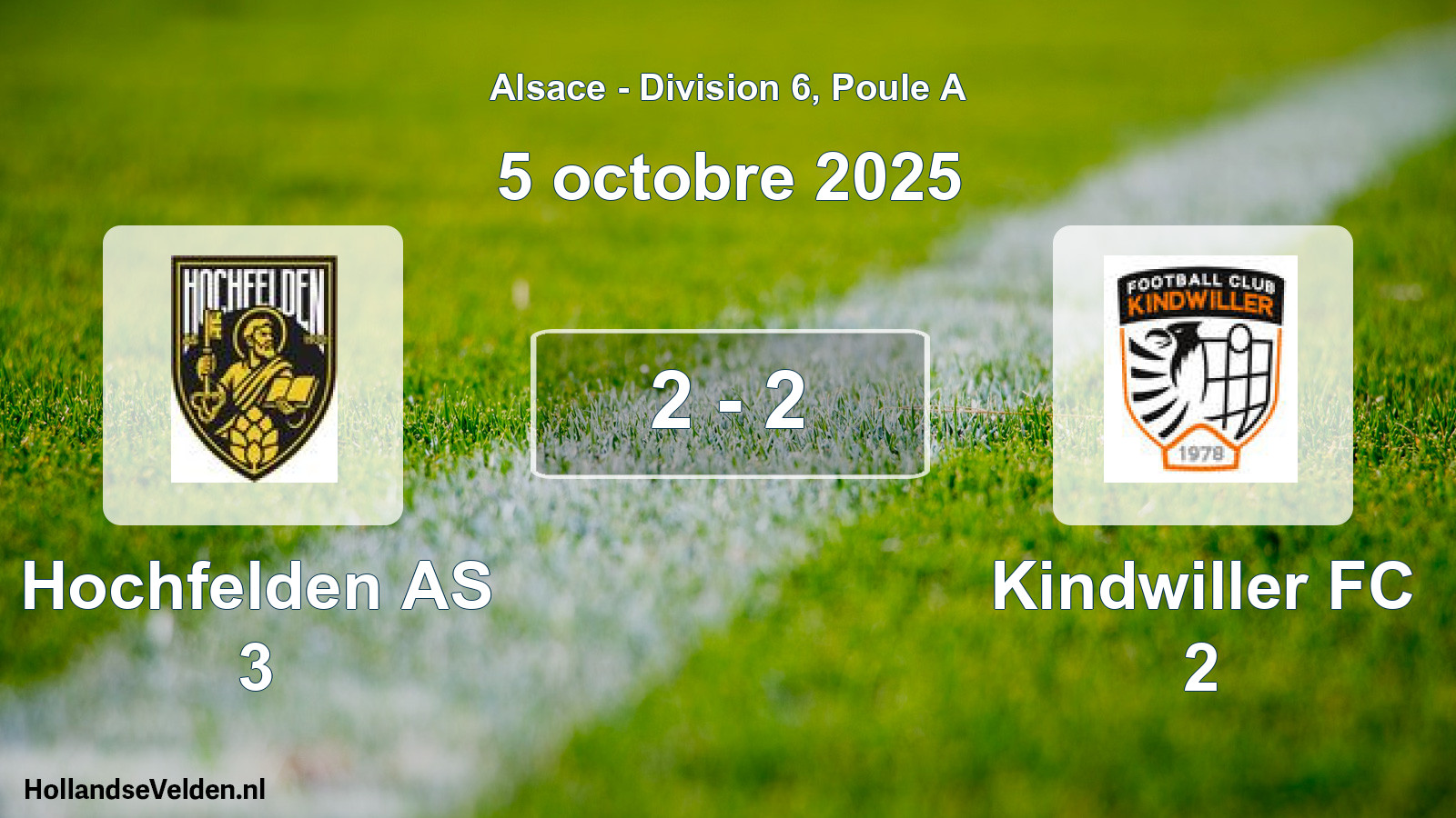Total number of matches played: Hochfelden AS 3 - Kindwiller FC 2 2 - 2 (5 October 2025)
