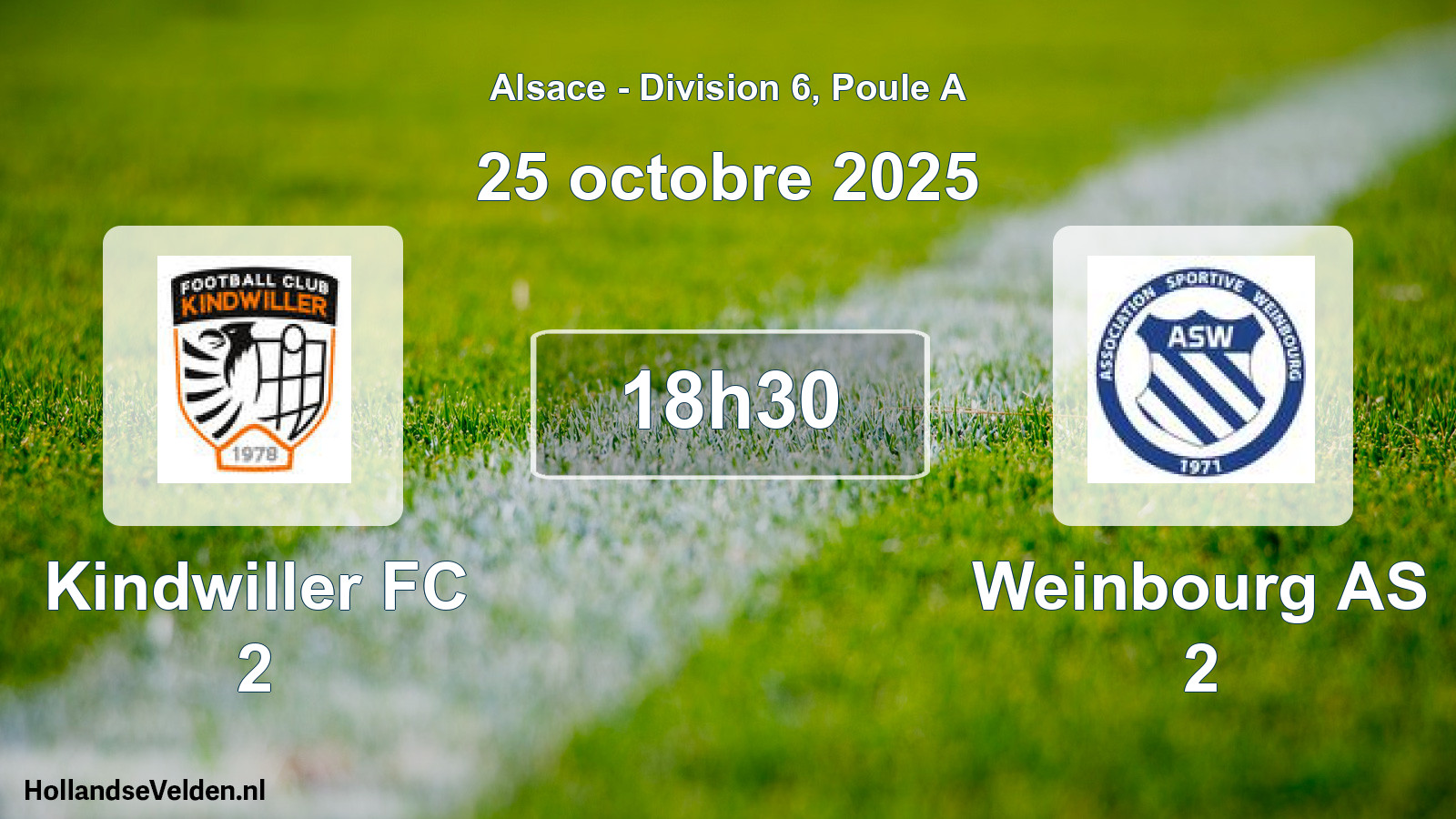 Geplande wedstrijd: Kindwiller FC 2 - Weinbourg AS 2 (25 oktober 2025)