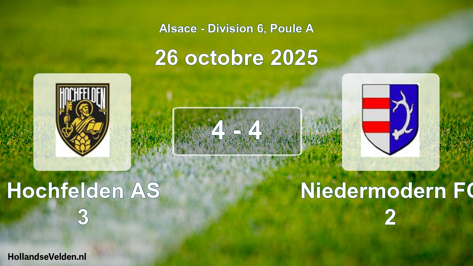 Match joué: Hochfelden AS 3 - Niedermodern FC 2 4 - 4 (26 octobre 2025)