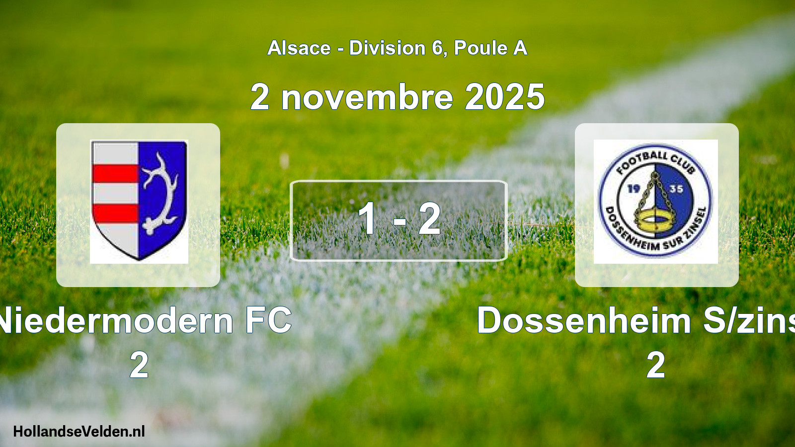 Total number of matches played: Niedermodern FC 2 - Dossenheim S/zinsel 2 1 - 2 (2 November 2025)