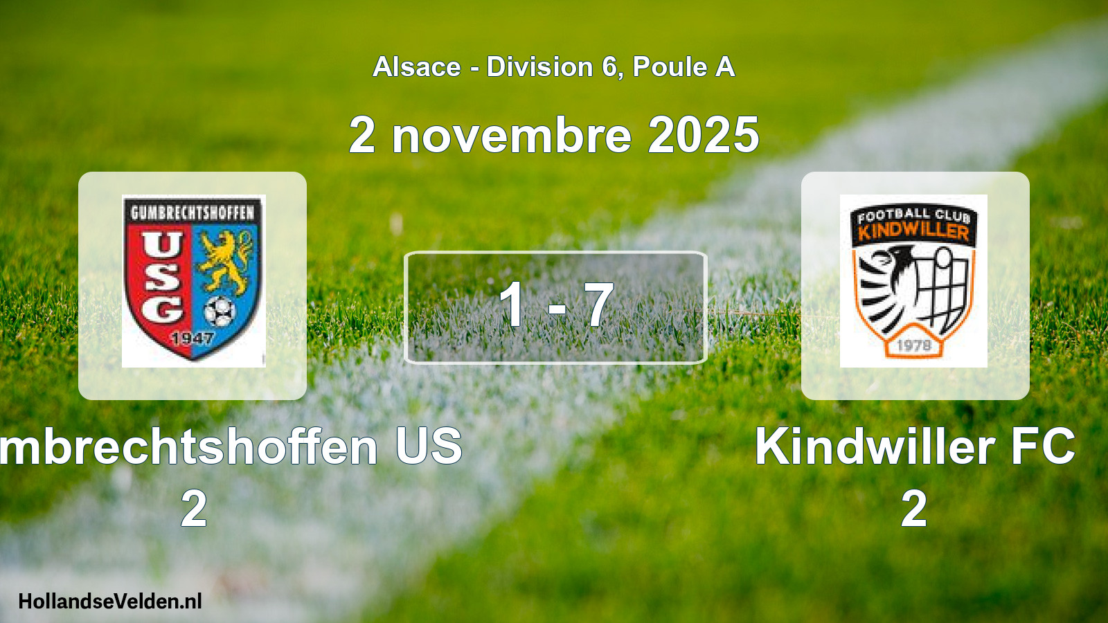Match joué: Gumbrechtshoffen US 2 - Kindwiller FC 2 1 - 7 (2 novembre 2025)