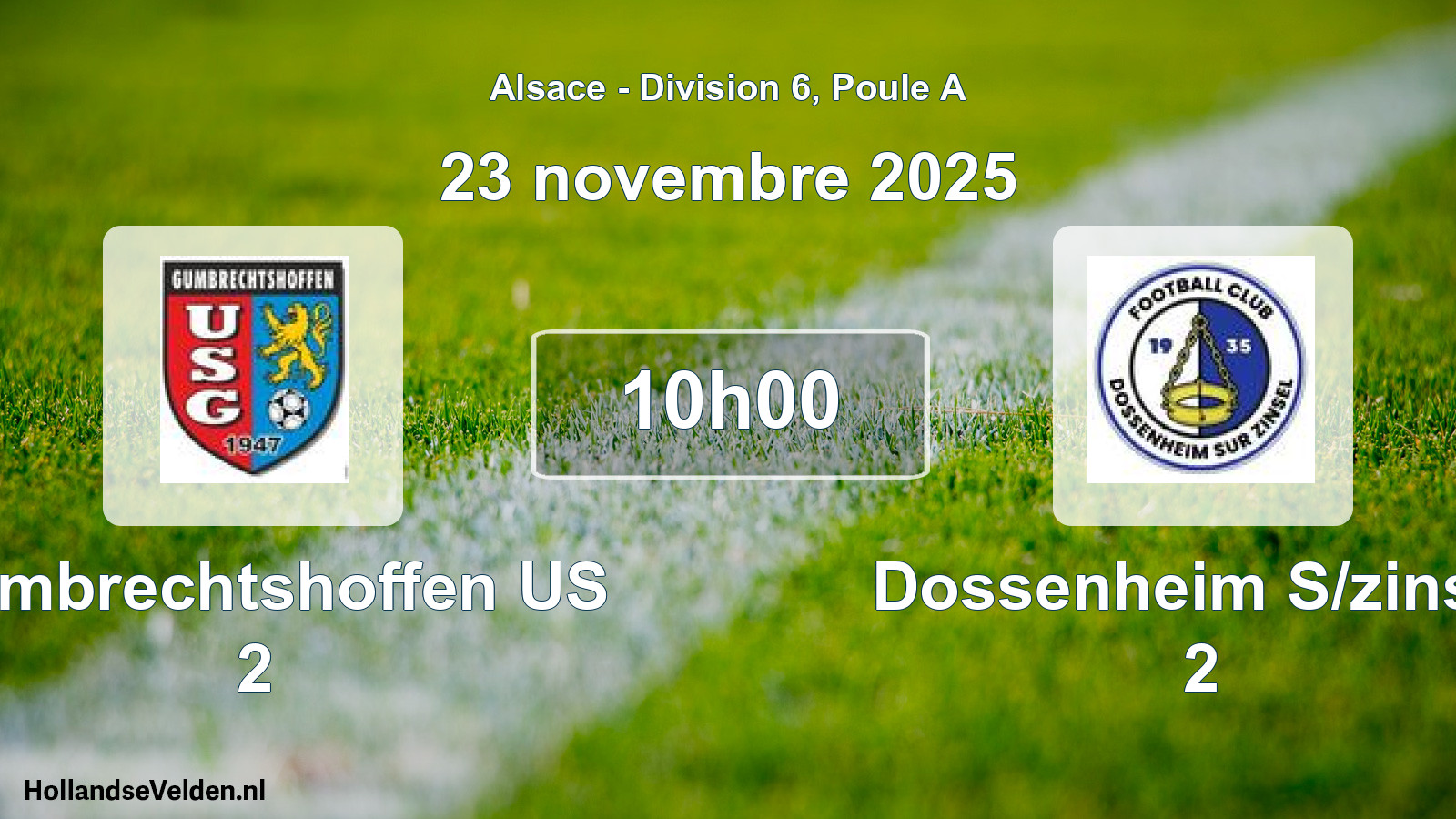 Match programmé: Gumbrechtshoffen US 2 - Dossenheim S/zinsel 2 (23 novembre 2025)