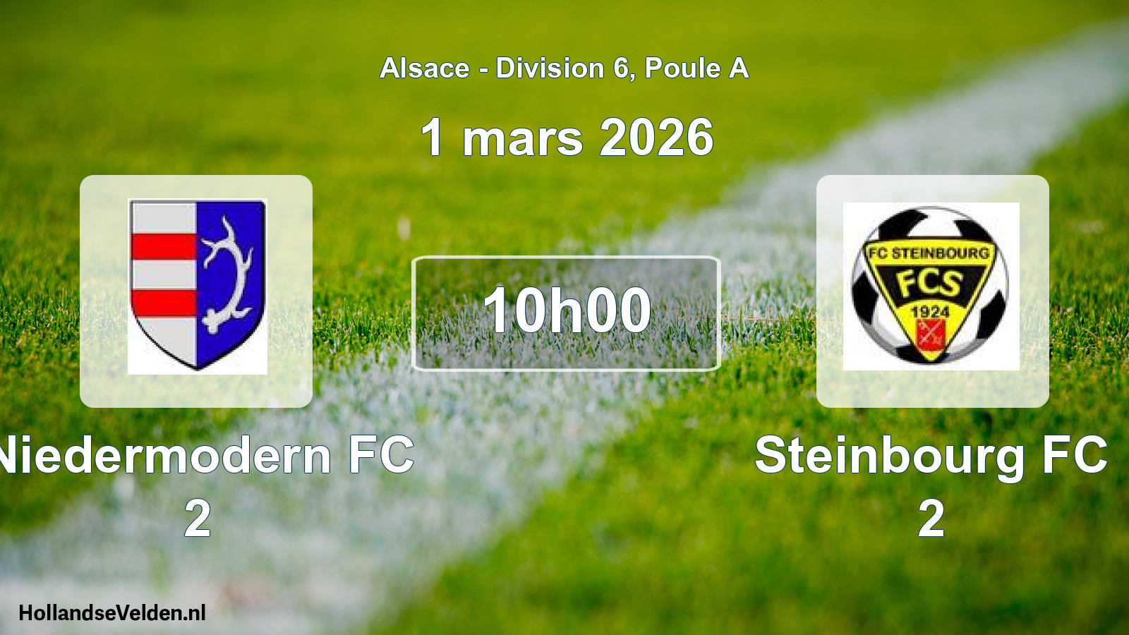 Match programmé: Niedermodern FC 2 - Steinbourg FC 2 (1 mars 2026)