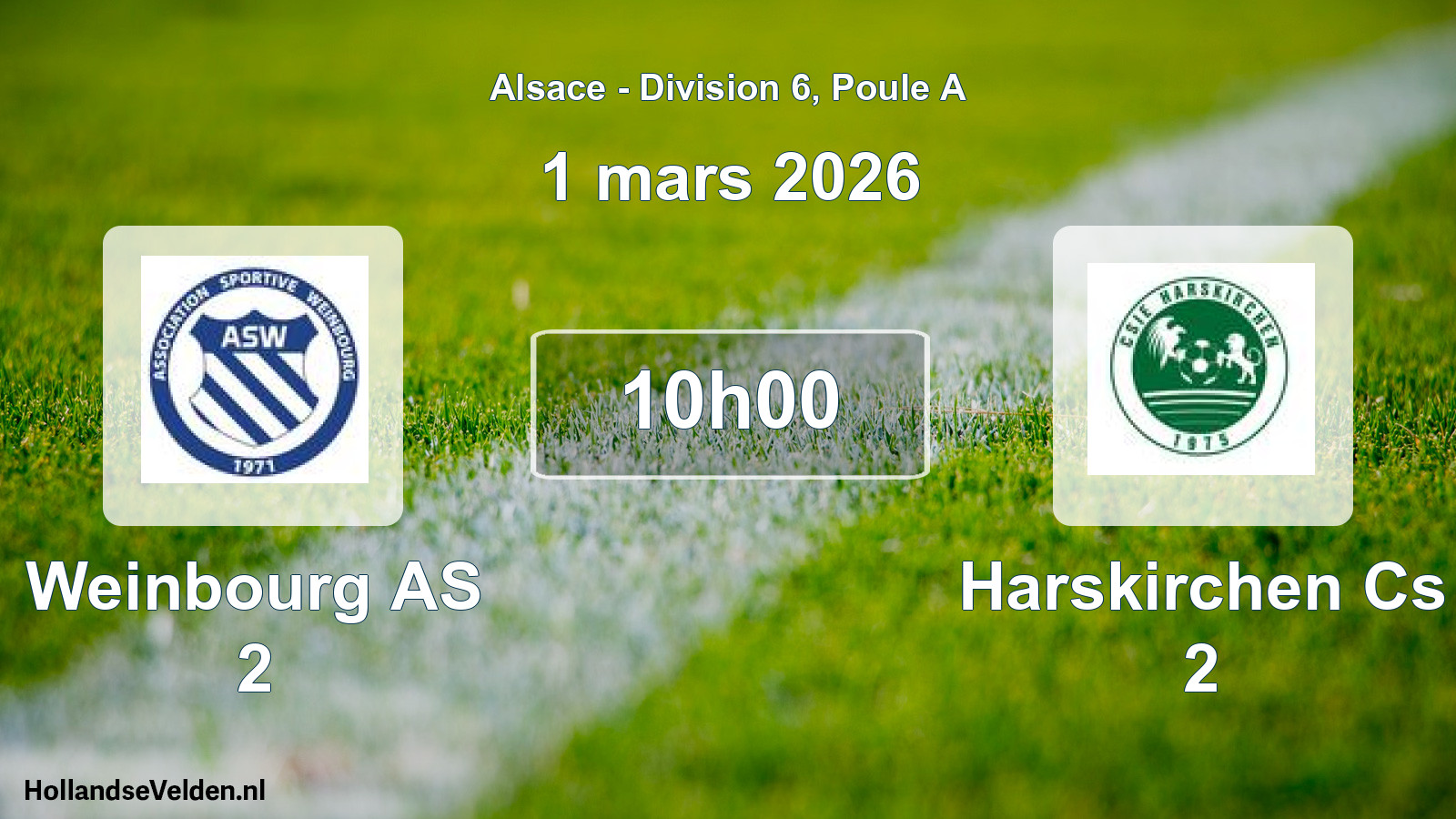 Match programmé: Weinbourg AS 2 - Harskirchen Cs 2 (1 mars 2026)