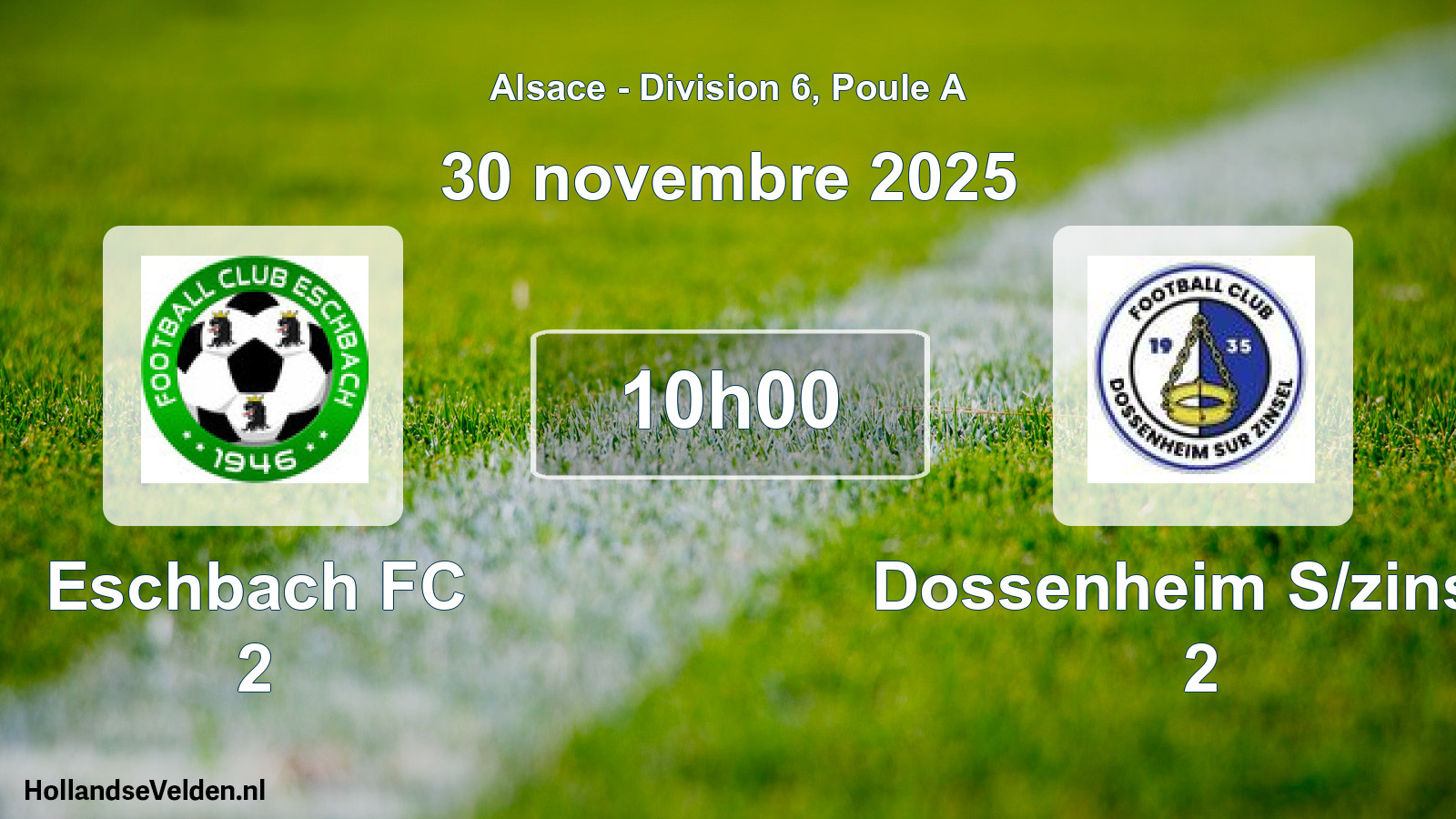 Match programmé: Eschbach FC 2 - Dossenheim S/zinsel 2 (31 mai 2026)