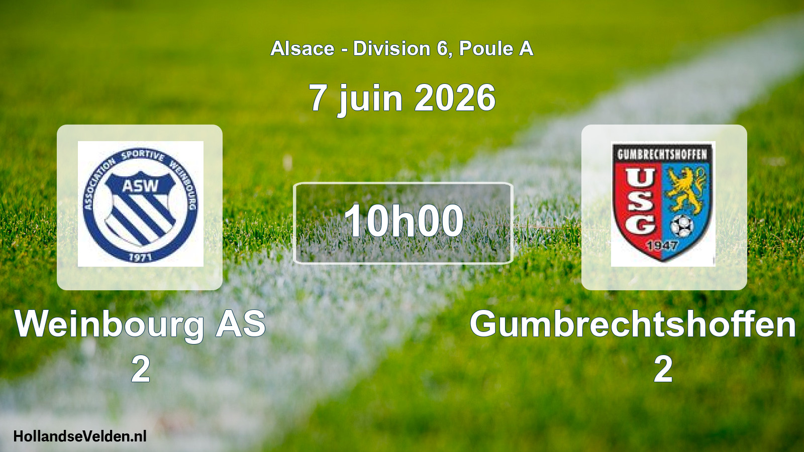 Match programmé: Weinbourg AS 2 - Gumbrechtshoffen US 2 (7 juin 2026)