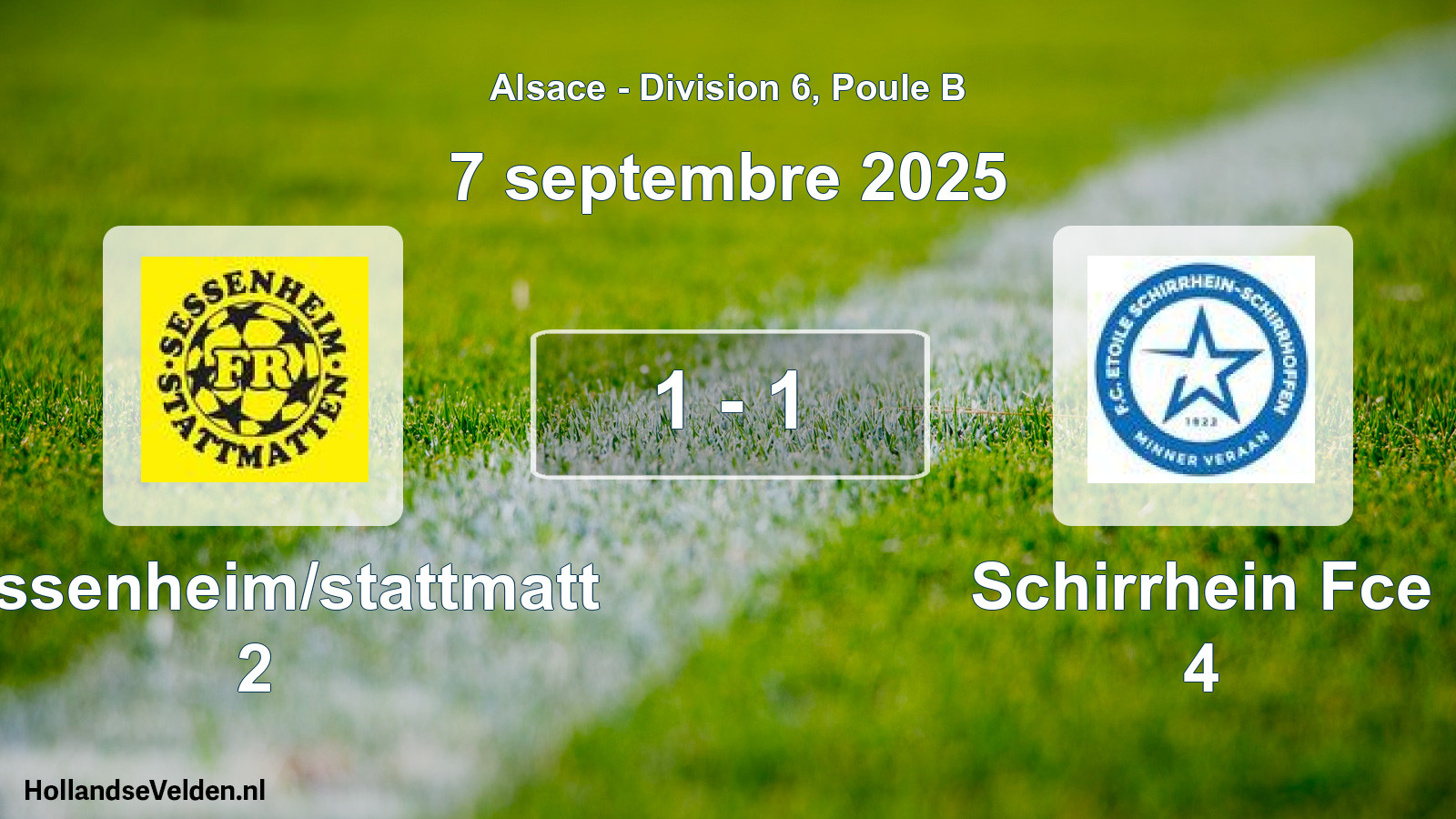 Match joué: Sessenheim/stattmatt 2 - Schirrhein Fce 4 1 - 1 (7 septembre 2025)