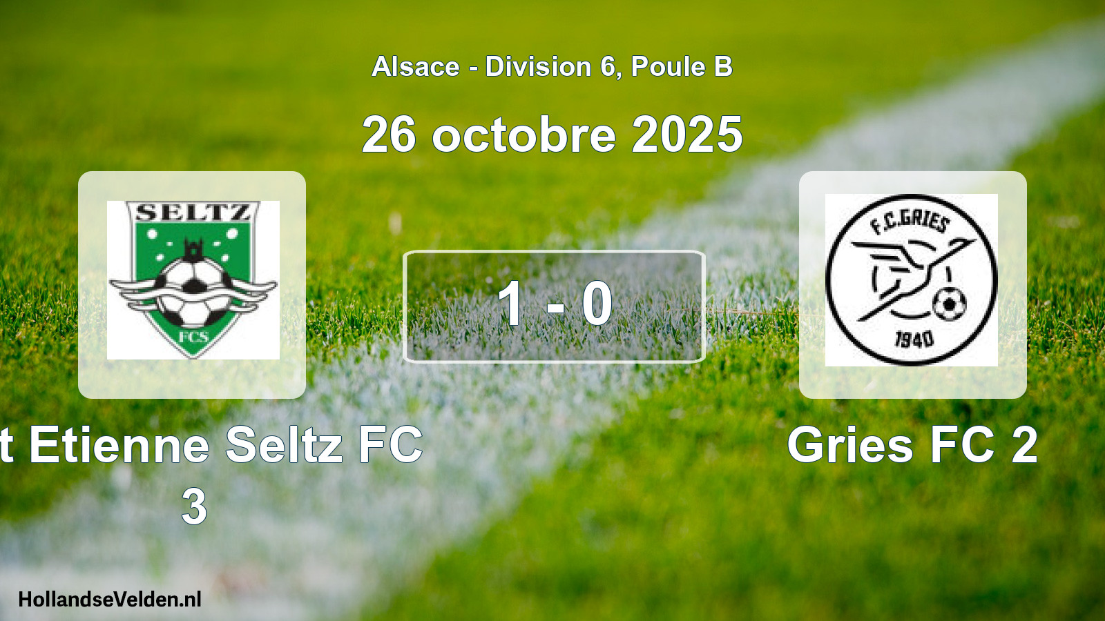 Match joué: St Etienne Seltz FC 3 - Gries FC 2 1 - 0 (26 octobre 2025)