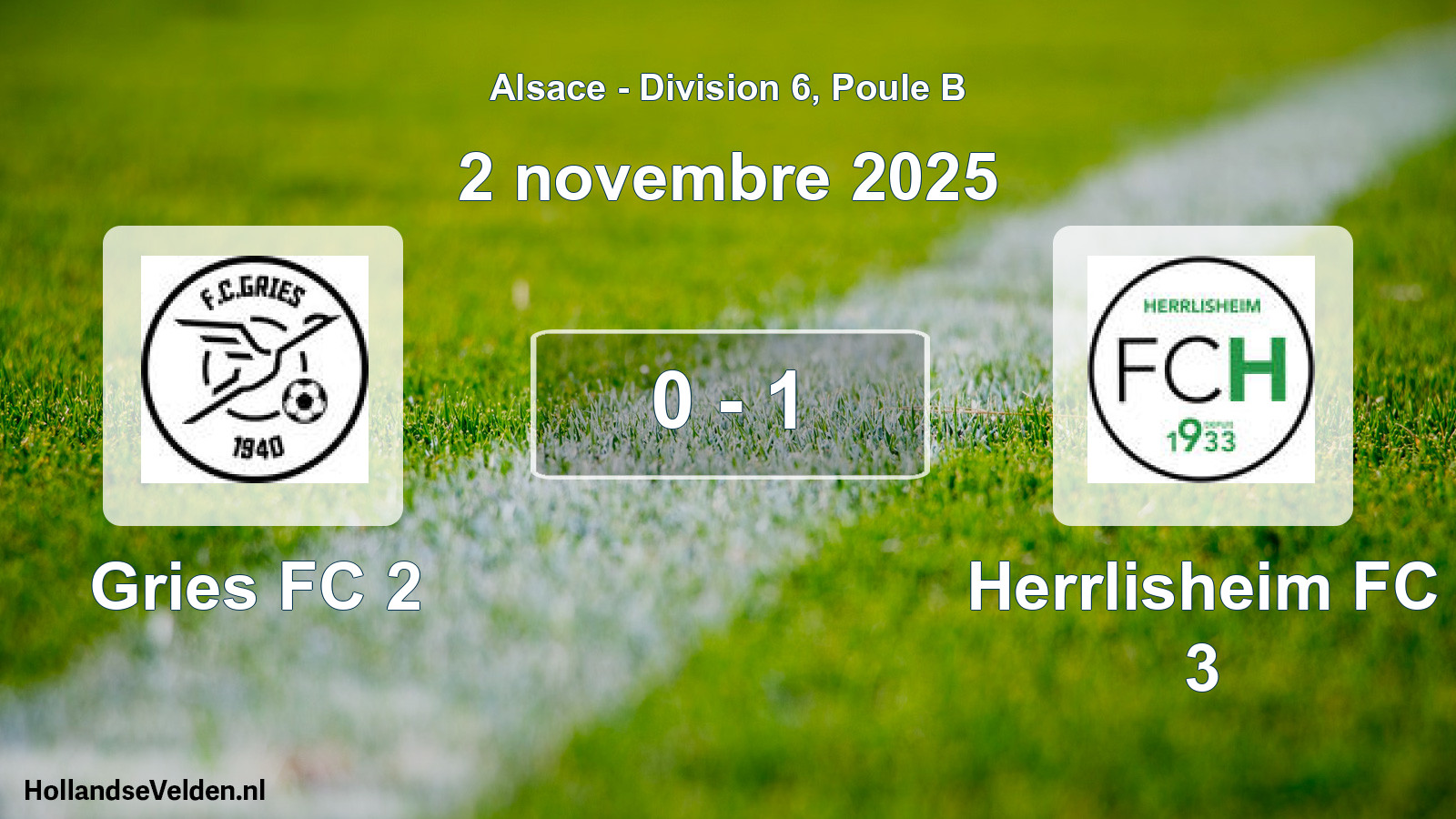 Gespeelde wedstrijd: Gries FC 2 - Herrlisheim FC 3 0 - 1 (2 november 2025)