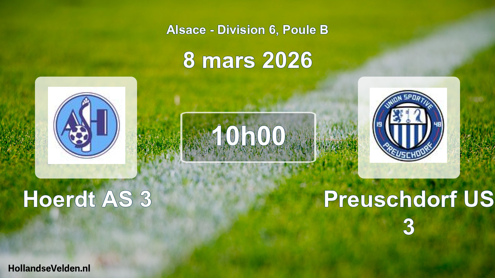 Match programmé: Hoerdt AS 3 - Preuschdorf US 3 (8 mars 2026)