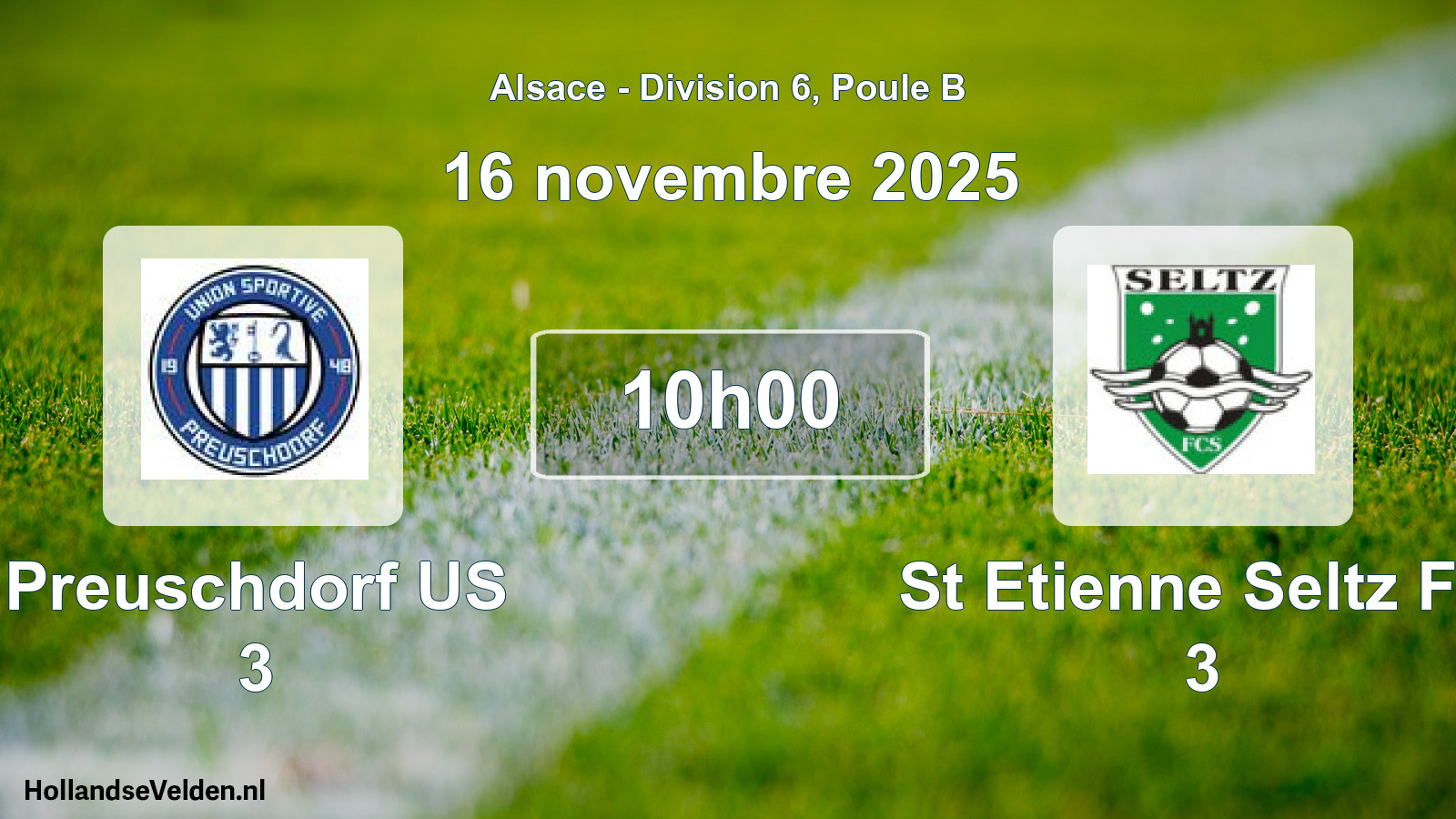 Match programmé: Preuschdorf US 3 - St Etienne Seltz FC 3 (16 novembre 2025)