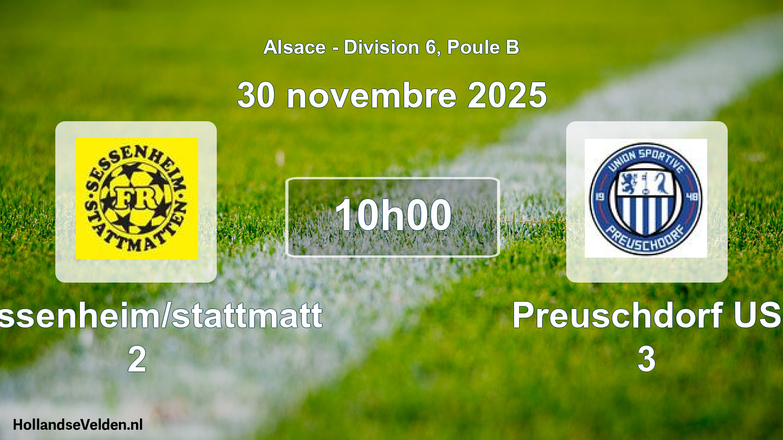 Match programmé: Sessenheim/stattmatt 2 - Preuschdorf US 3 (30 novembre 2025)