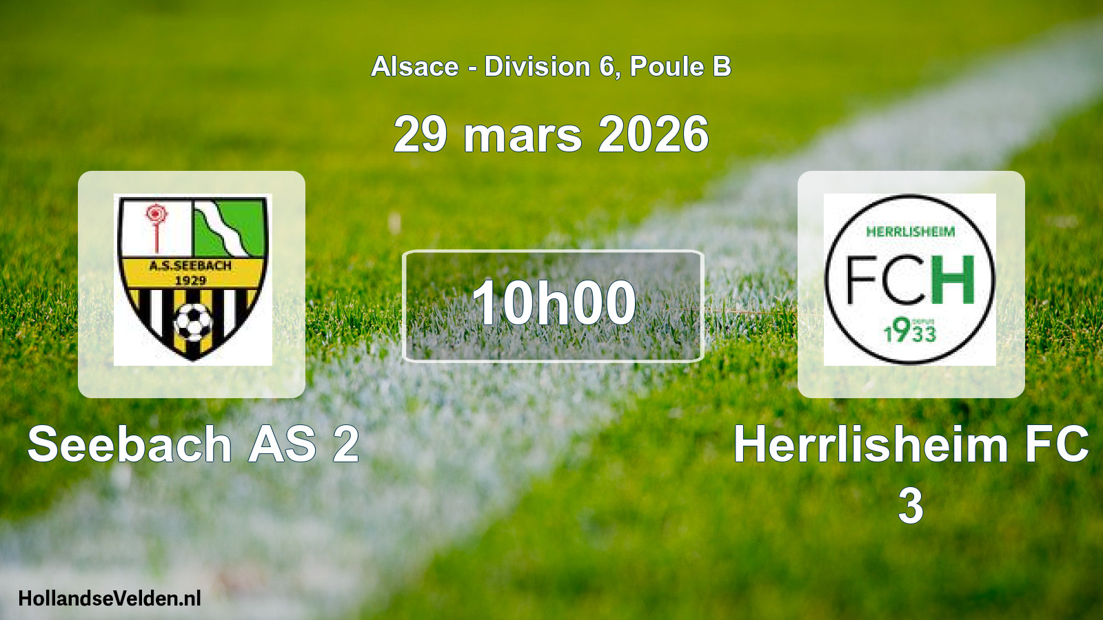 Match programmé: Seebach AS 2 - Herrlisheim FC 3 (29 mars 2026)