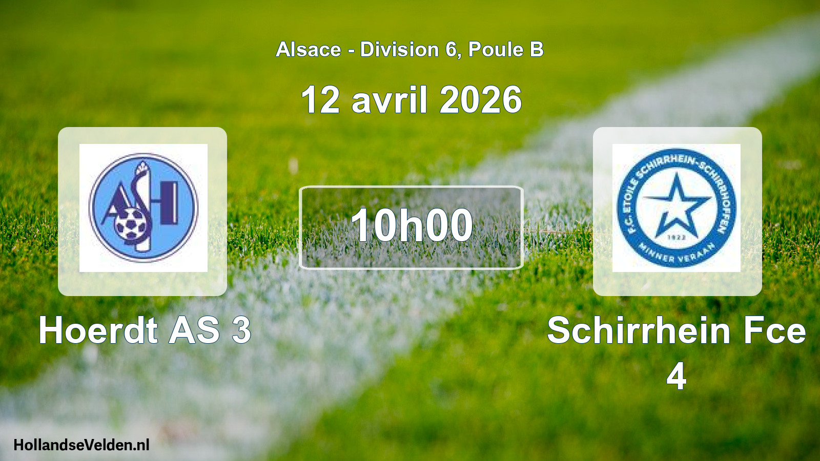 Match programmé: Hoerdt AS 3 - Schirrhein Fce 4 (12 avril 2026)