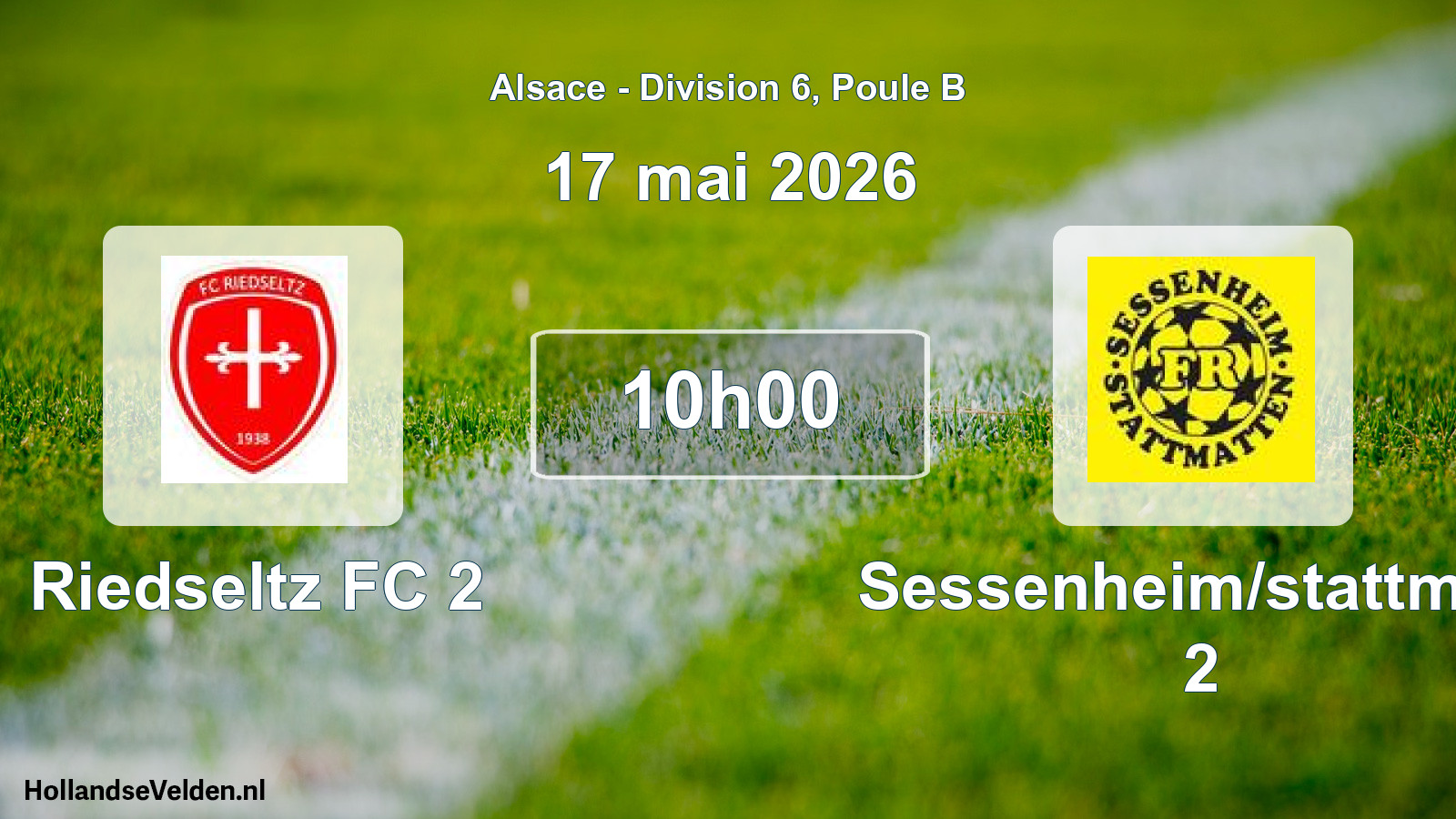 Match programmé: Riedseltz FC 2 - Sessenheim/stattmatt 2 (17 mai 2026)