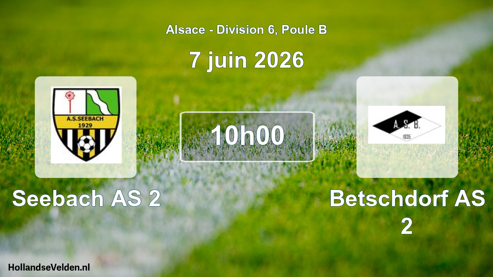 Match programmé: Seebach AS 2 - Betschdorf AS 2 (7 juin 2026)