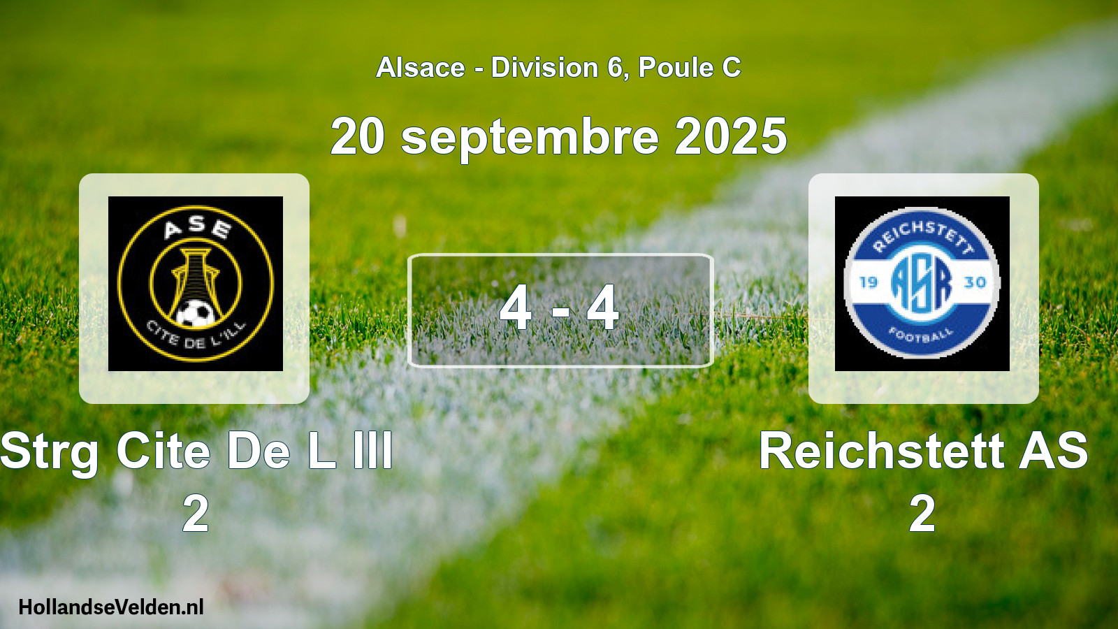 Match joué: Strg Cite De L Ill 2 - Reichstett AS 2 4 - 4 (20 septembre 2025)