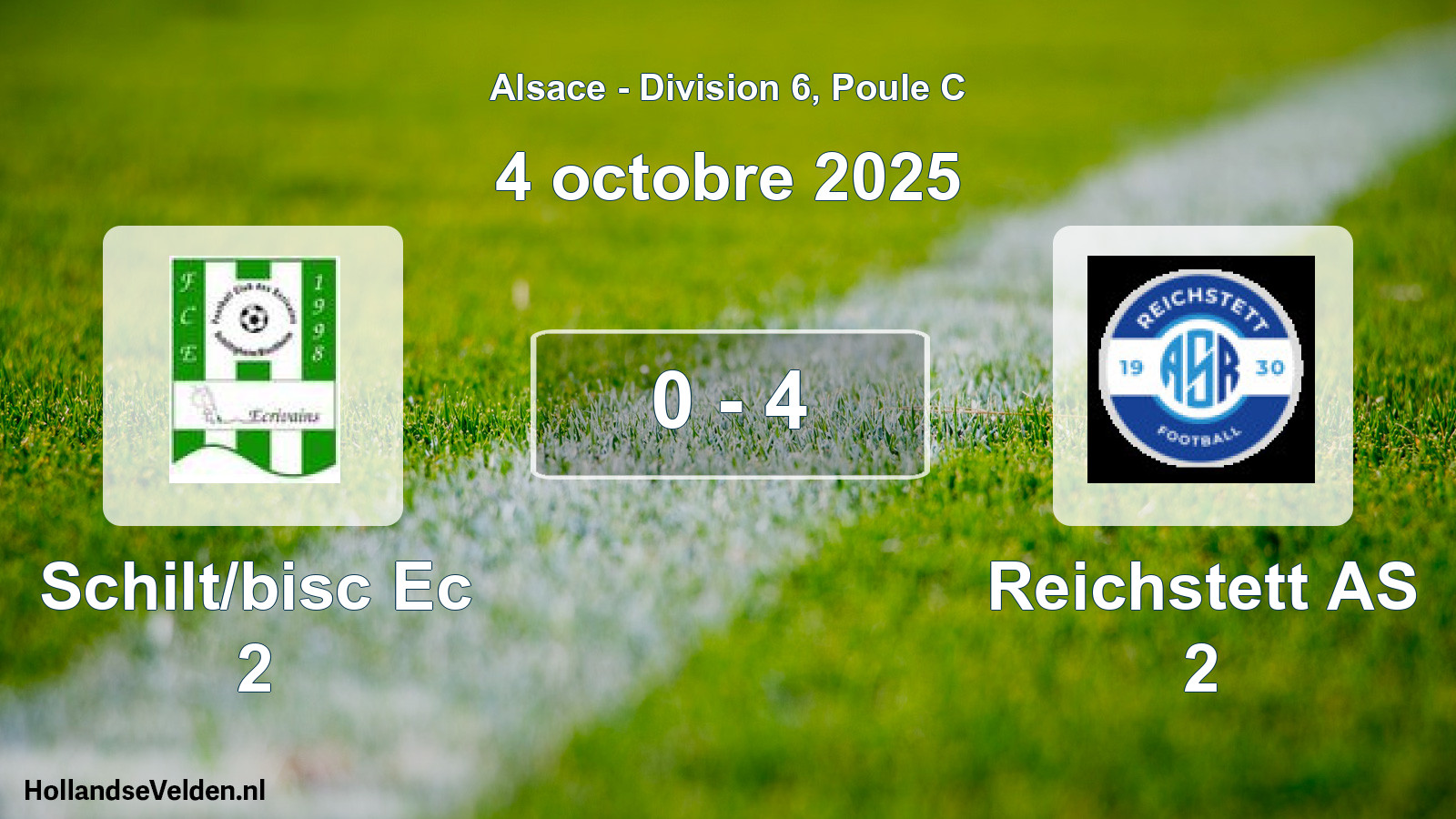 Match joué: Schilt/bisc Ec 2 - Reichstett AS 2 0 - 4 (4 octobre 2025)