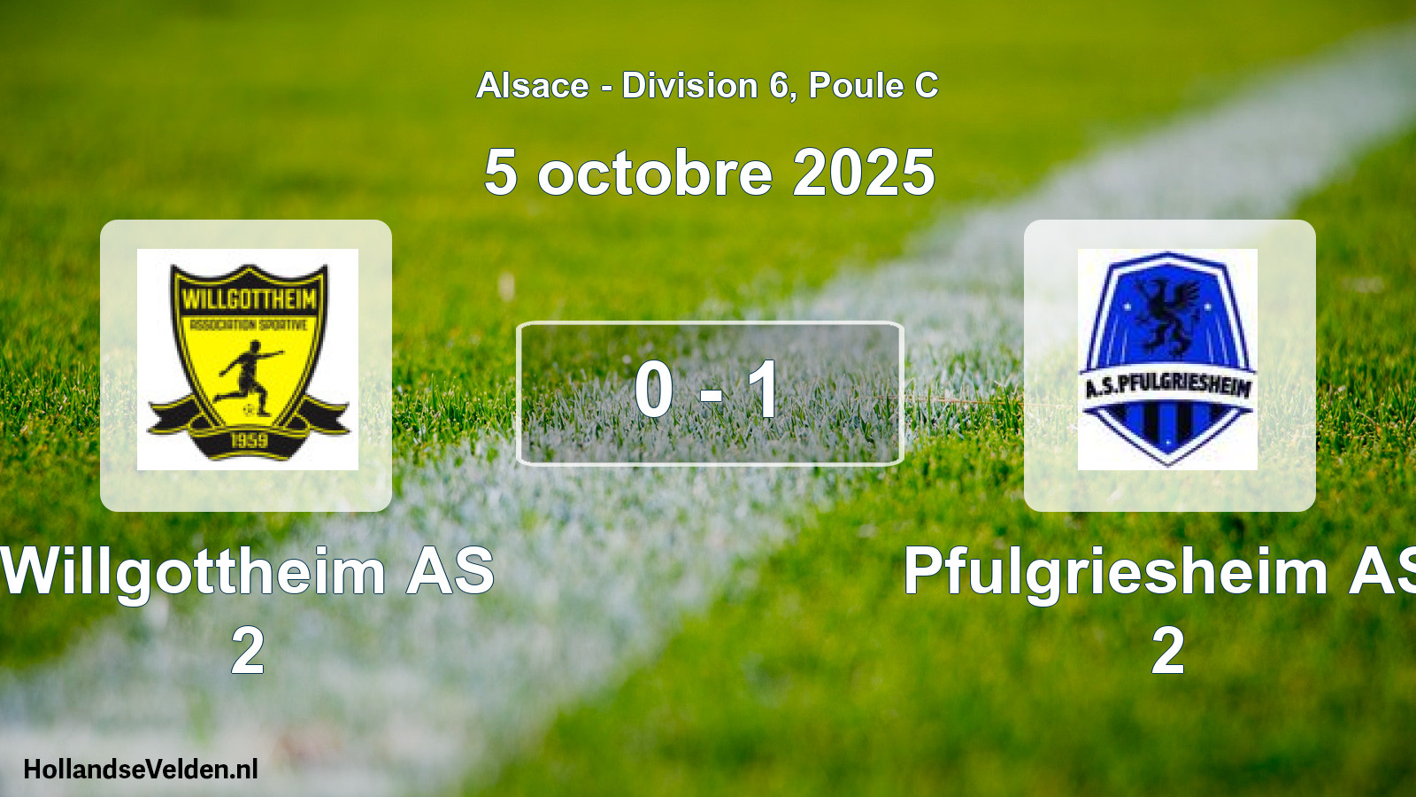Match joué: Willgottheim AS 2 - Pfulgriesheim AS 2 0 - 1 (5 octobre 2025)