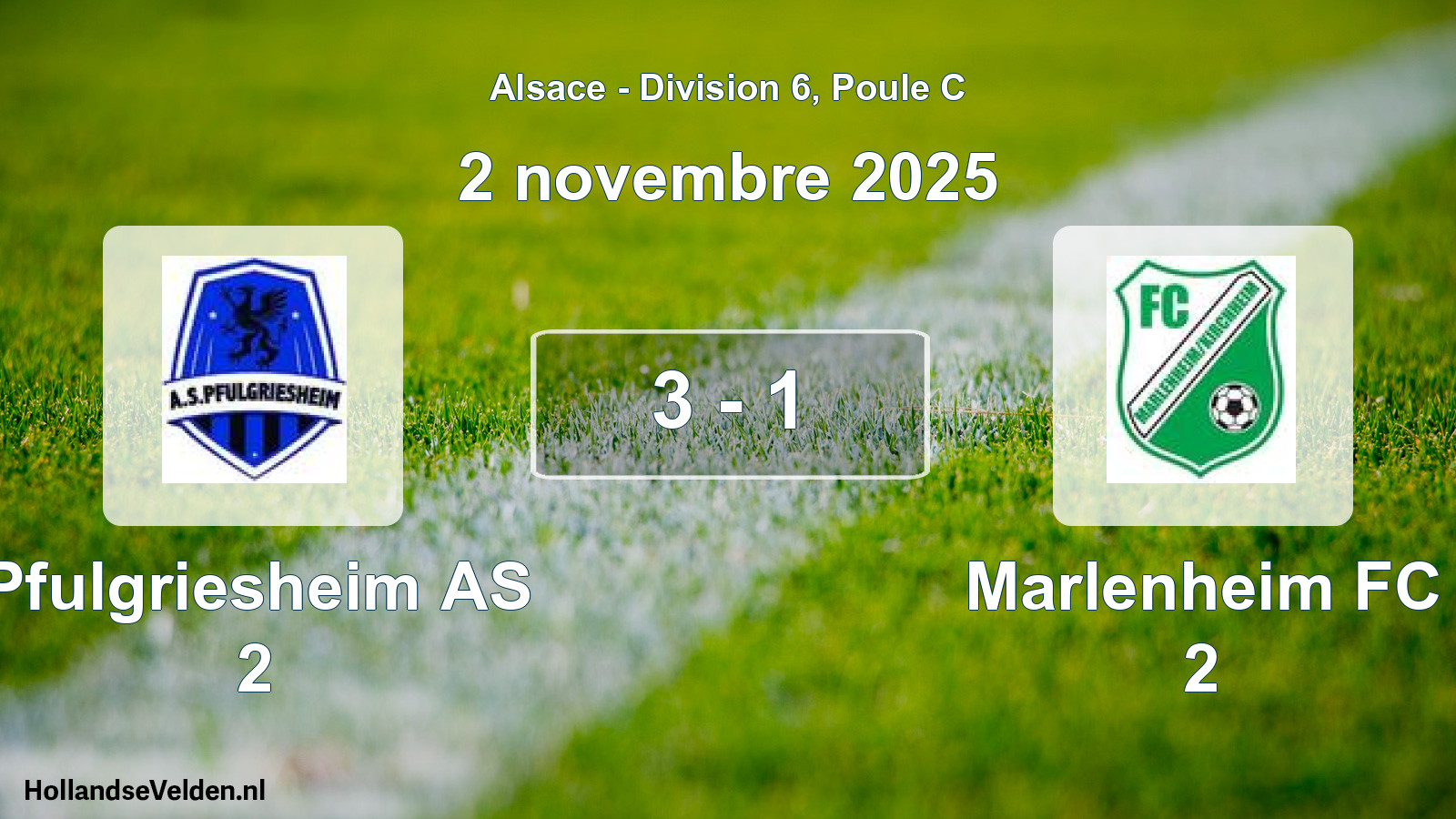 Match joué: Pfulgriesheim AS 2 - Marlenheim FC 2 3 - 1 (2 novembre 2025)