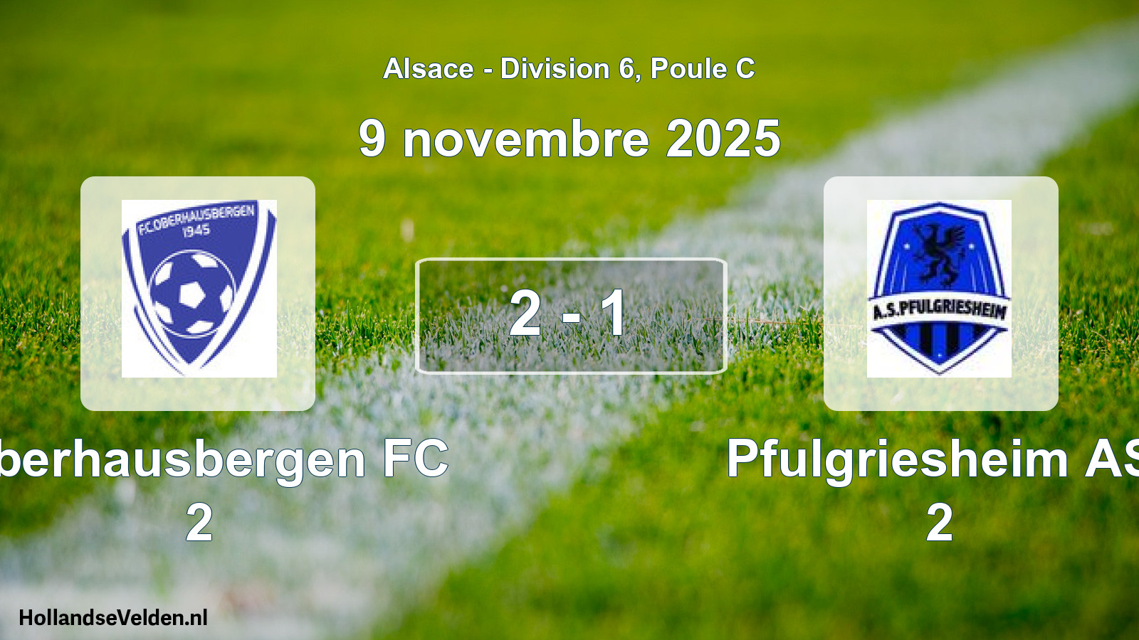 Match joué: Oberhausbergen FC 2 - Pfulgriesheim AS 2 2 - 1 (9 novembre 2025)