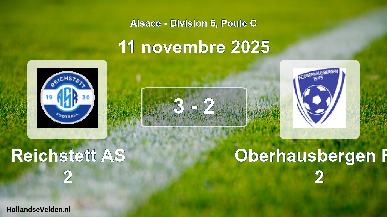 Match joué: Reichstett AS 2 - Oberhausbergen FC 2 3 - 2 (11 novembre 2025)