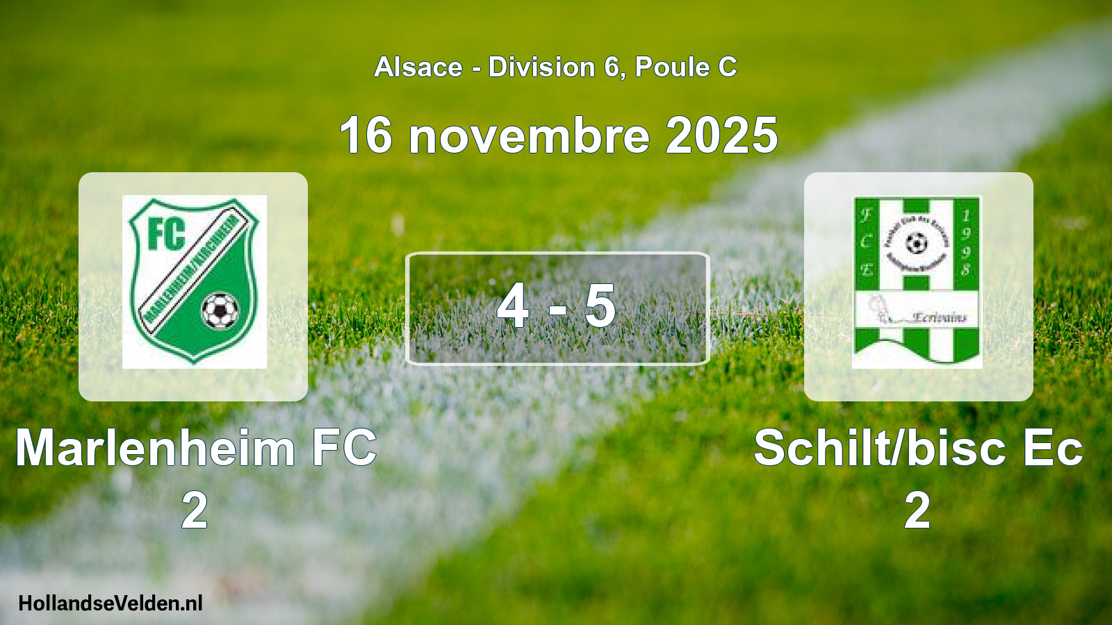 Match joué: Marlenheim FC 2 - Schilt/bisc Ec 2 4 - 5 (16 novembre 2025)