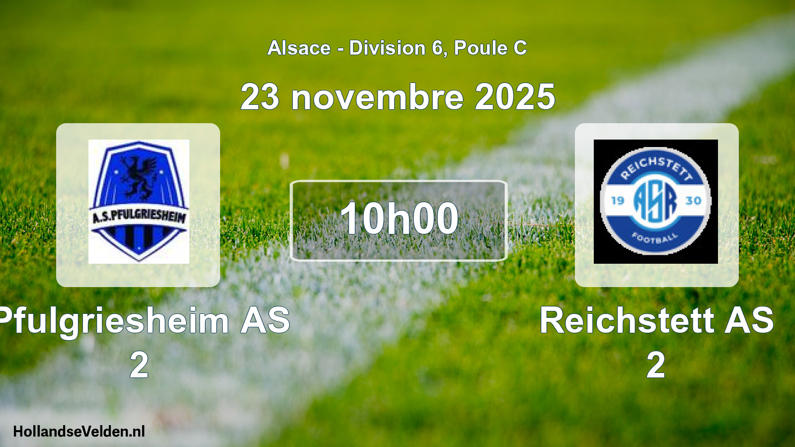 Match programmé: Pfulgriesheim AS 2 - Reichstett AS 2 (23 novembre 2025)
