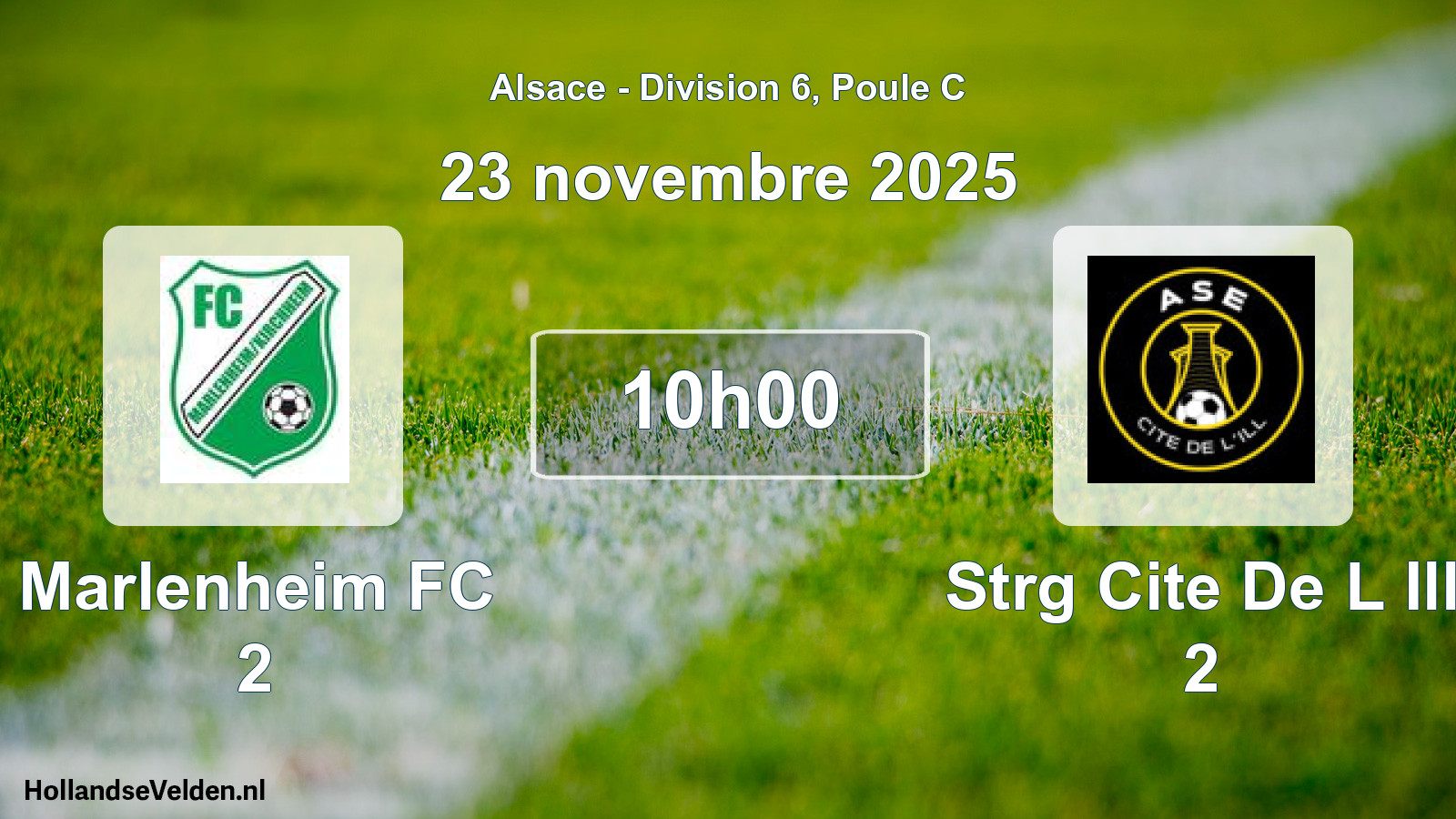 Match programmé: Marlenheim FC 2 - Strg Cite De L Ill 2 (23 novembre 2025)